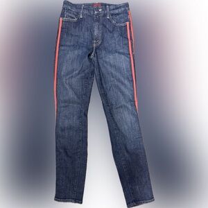 MOTHER High Waisted Looker Blue Jeans with Red Stripe | Sz 26